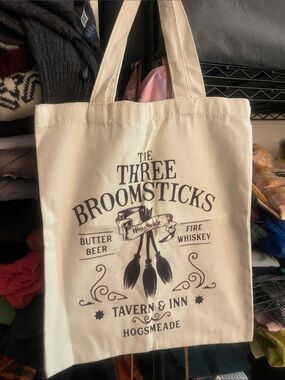 The Three Broomsticks Hogsmeade Canvas Tote Bag in Cream